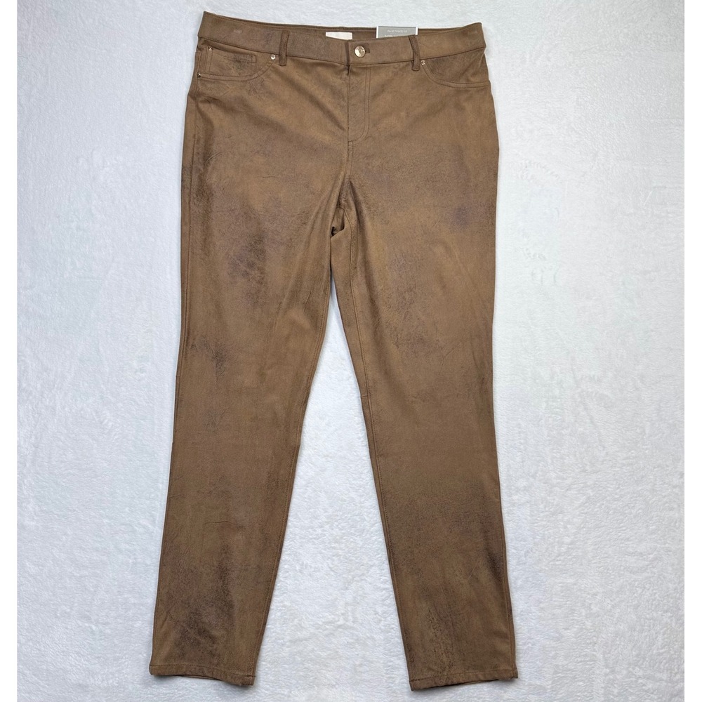 Chico's Pants Womens 2.5 Large 14 Worn Luggage Ultimate Fit Jegging Brown NWT